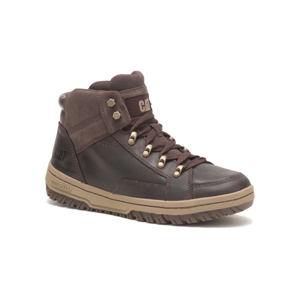 Men's Caterpillar Crate Work Boots Coffee Ireland EIOW61894